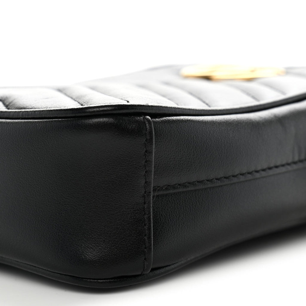 Calfskin Matelasse Mini GG Marmont Crossbody Bag Black