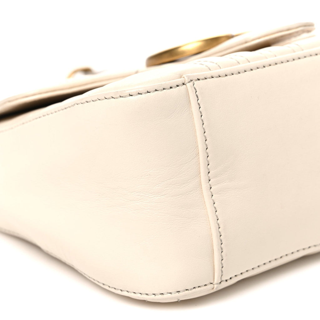 Calfskin Matelasse Mini GG Marmont Top Handle Shoulder Bag White