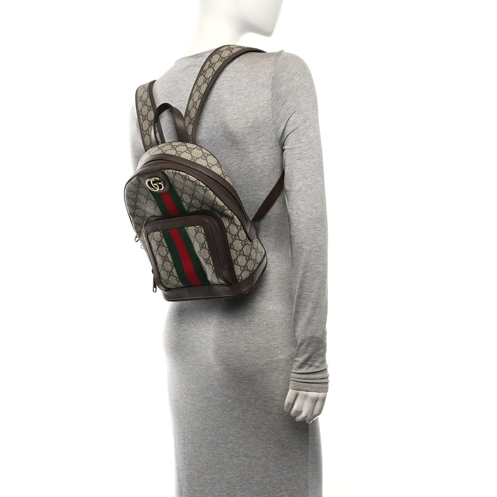 GG Supreme Monogram Calfskin Web Small Ophidia Day Backpack Beige Ebony New Acero