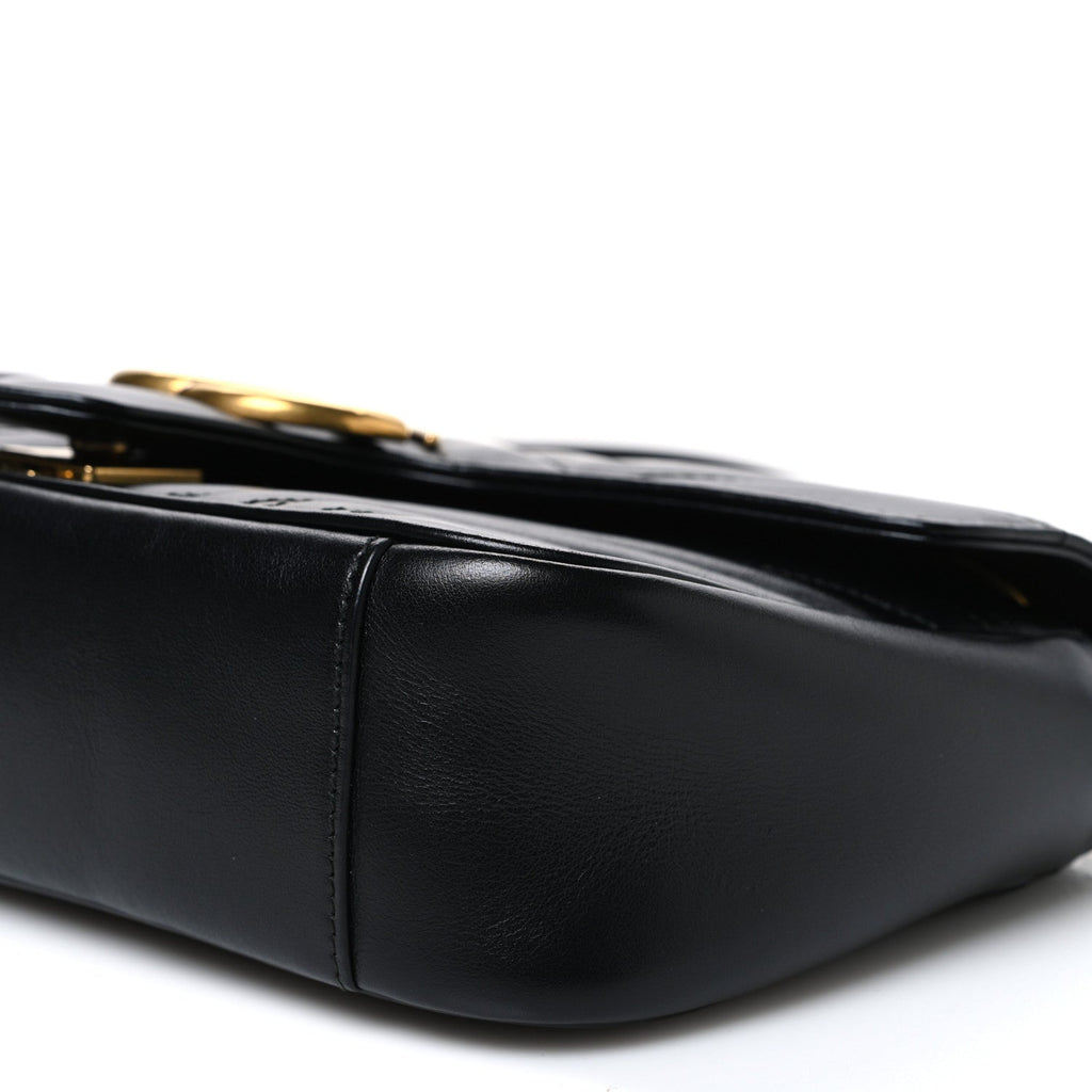 Calfskin Matelasse Small GG Marmont Shoulder Bag Black