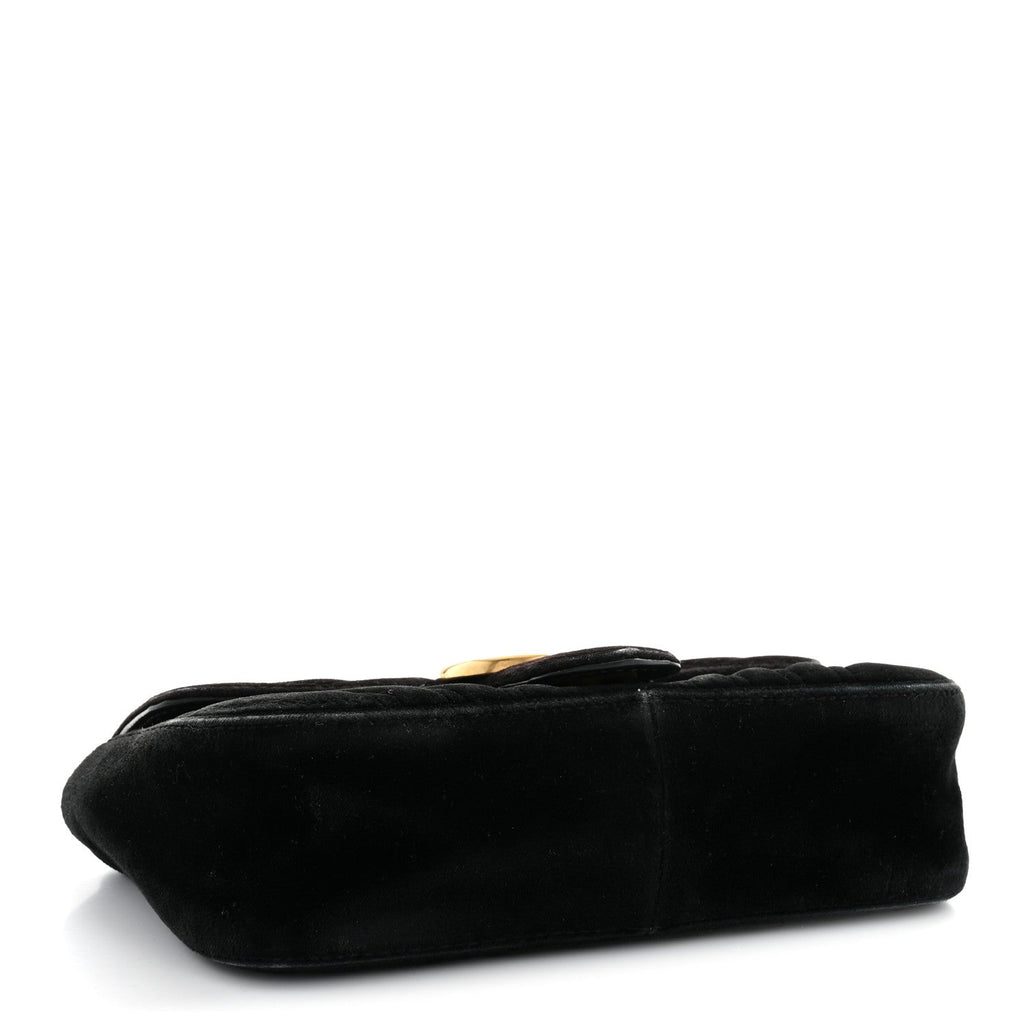 Velvet Matelasse Mini GG Marmont Shoulder Bag Black