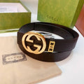 GUCCI Embellished coated-canvas and leather belt 'Black'