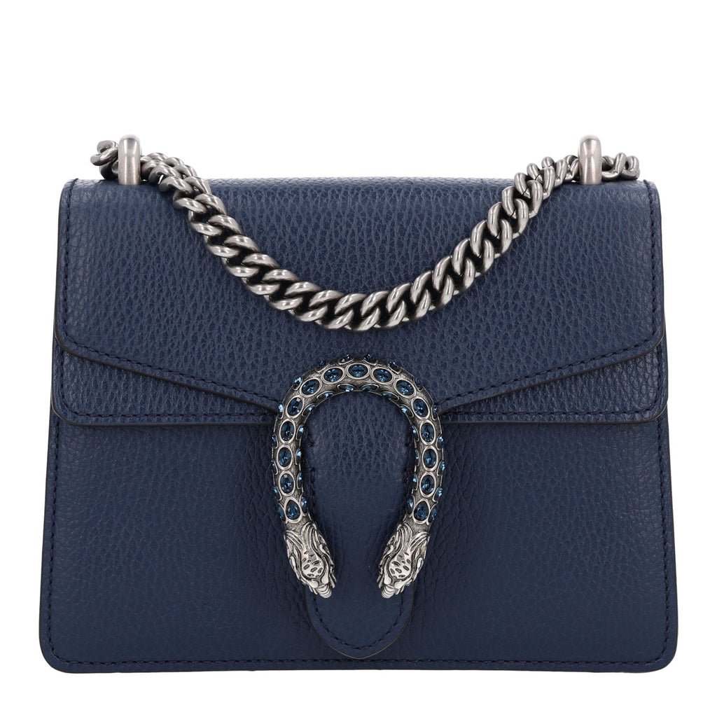 Dollar Calfskin Crystal Mini Dionysus Shoulder Bag Blue Agata Montana Sapphire