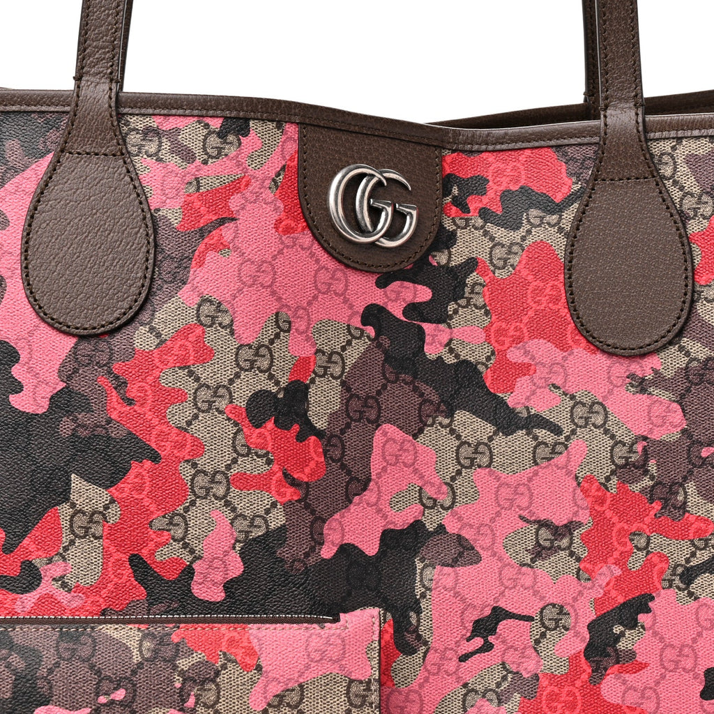 GG Supreme Monogram Camouflage Tote Pink Red
