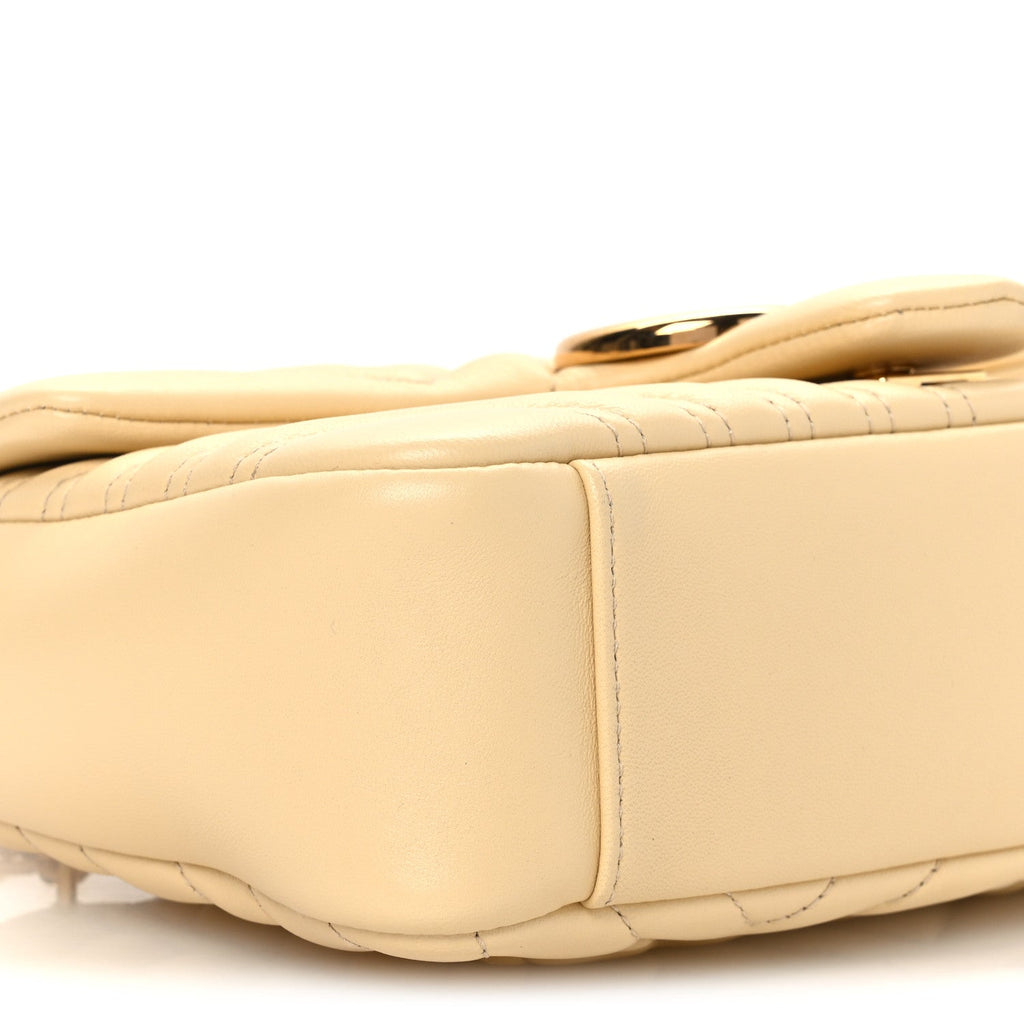 Lambskin Matelasse Medium GG Marmont Shoulder Bag Light Yellow
