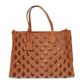 Calfskin GG Monogram Diamond Cut Medium Ophidia Tote Bag Brown