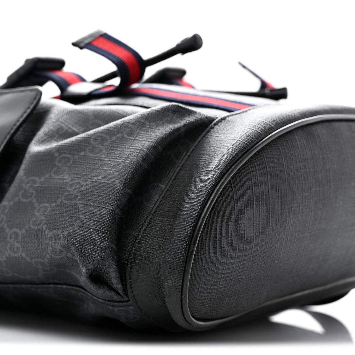 Soft GG Supreme Monogram Calfskin Web Double Buckle Backpack Black