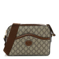 GG Supreme Monogram Azalea Calfskin Retro Interlocking G Messenger Shoulder Bag Beige Ebony Brown Sugar