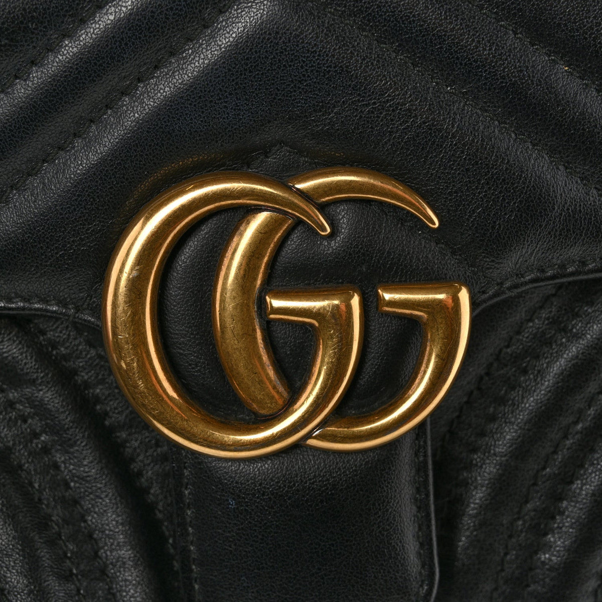 Calfskin Matelasse Mini GG Marmont Shoulder Bag Black