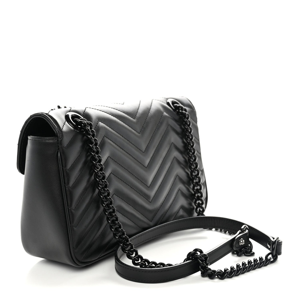 Calfskin Matelasse Monochrome Small GG Marmont Shoulder Bag Black