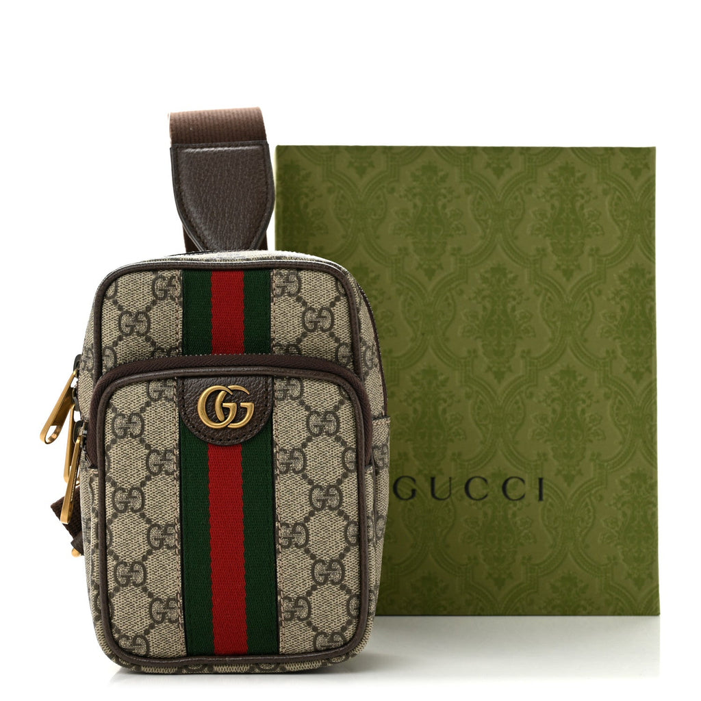 GG Supreme Monogram Web Mini Ophidia Messenger Brown