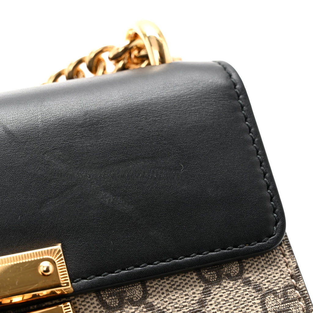 GG Supreme Monogram Calfskin Small Padlock Shoulder Bag Beige Black Cuir