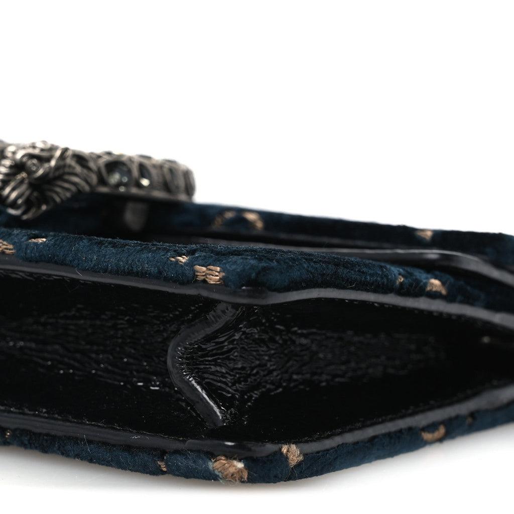Velvet GG Monogram Super Mini Dionysus Shoulder Bag Blue Beige Black