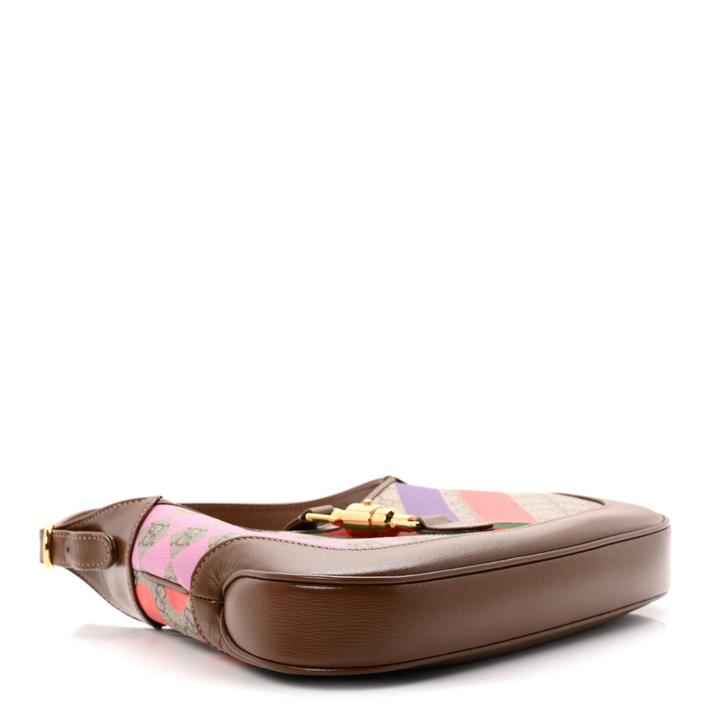 GG Supreme Monogram Azalea Calfskin Print Web Small Jackie 1961 Hobo Multicolor