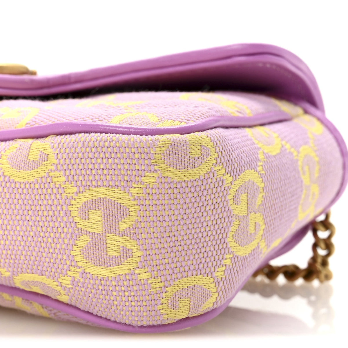 Monogram Super Mini GG Marmont Shoulder Bag Lilac Yellow
