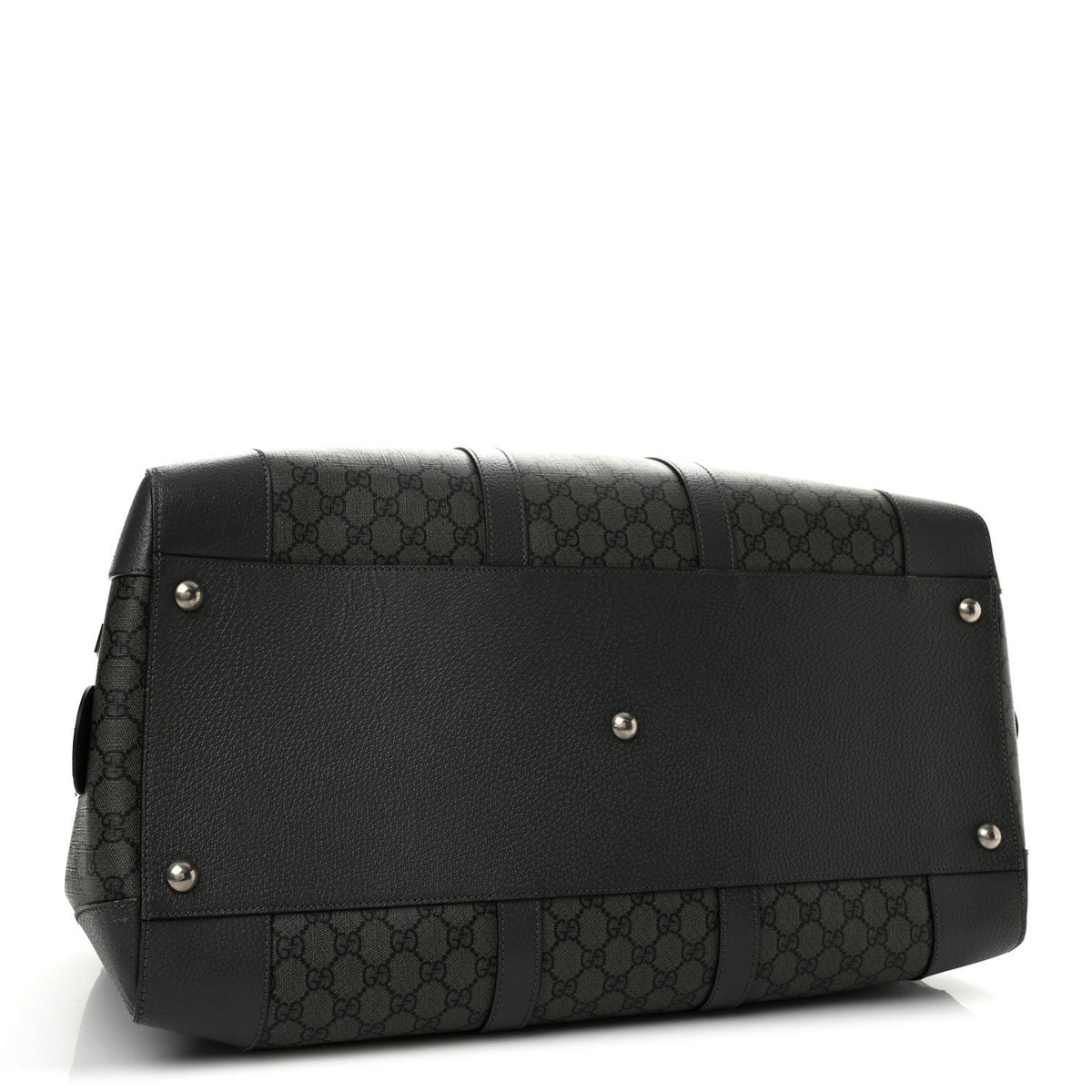 GG Supreme Monogram Textured Dollar Calfskin Large Savoy Duffle Bag Grey Black Graphite Grey