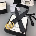 GUCCI Embellished coated-canvas and leather belt 'Black'