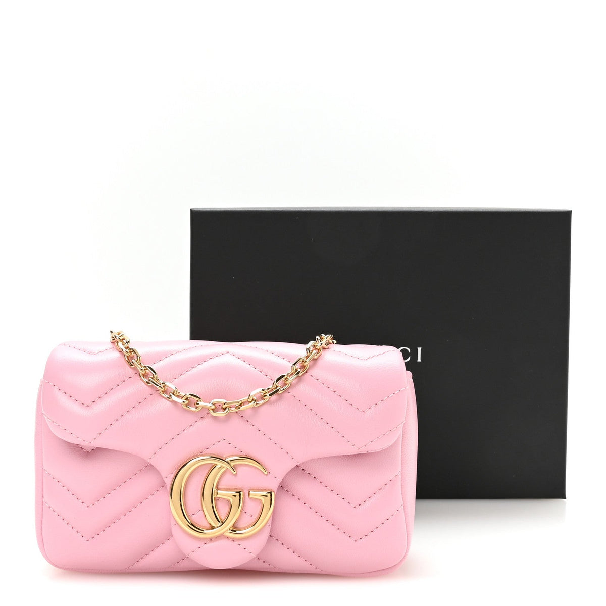 Lambskin Matelasse Mini GG Marmont Shoulder Bag Light Pink