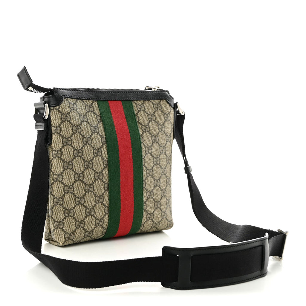 GG Supreme Monogram Web Messenger Bag Black