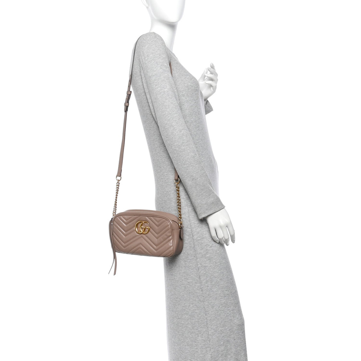 Calfskin Matelasse Small GG Marmont Chain Shoulder Bag Porcelain Rose