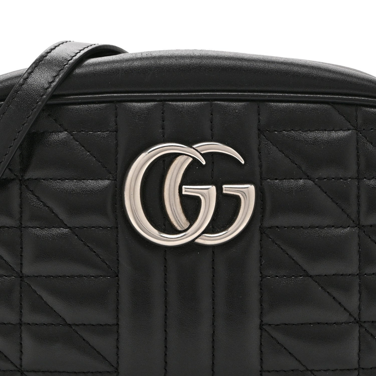 Calfskin Matelasse Aria Small GG Marmont Chain Shoulder Bag Black