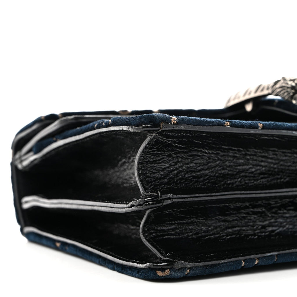 Velvet Skipper GG Monogram Small Dionysus Shoulder Bag Blue Beige Black
