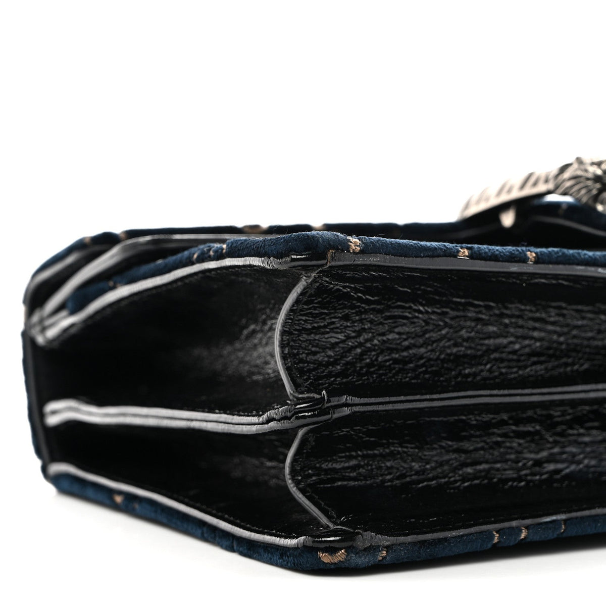 Velvet Skipper GG Monogram Small Dionysus Shoulder Bag Blue Beige Black