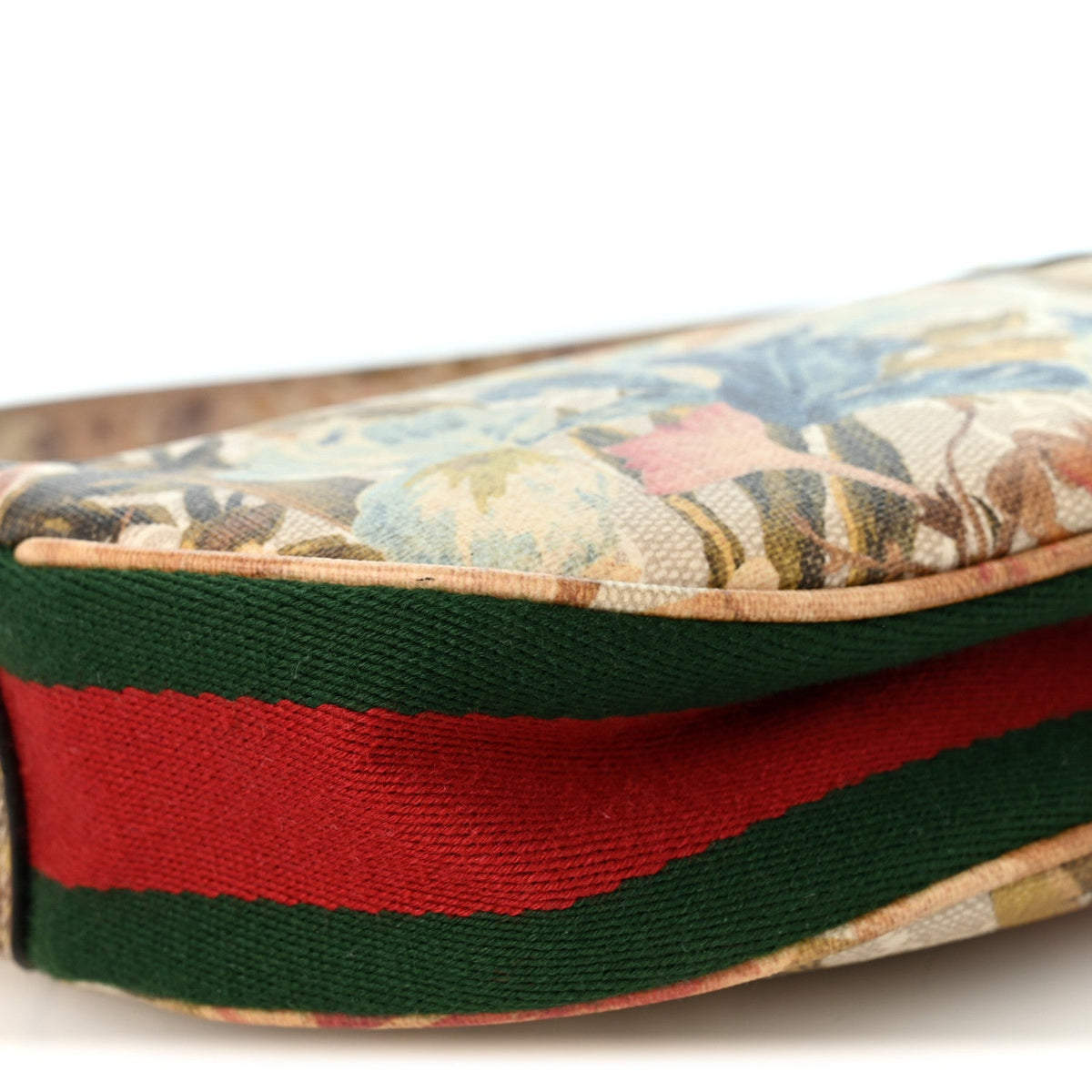 GG Supreme Monogram Water Flora Web Mini Ophidia Half Moon Hobo Beige White Multicolor