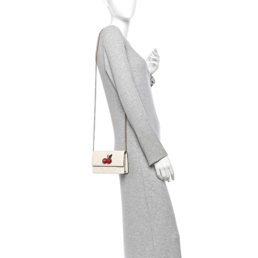 Guccissima Mini Cherry Chain Bag White