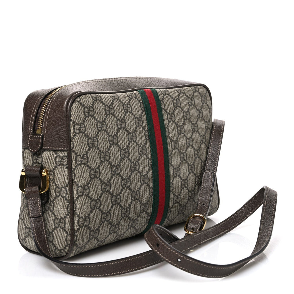 GG Supreme Monogram Web Small Ophidia Shoulder Bag Brown