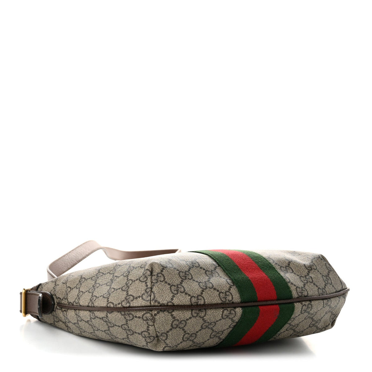 GG Supreme Monogram Web Small Ophidia Half Moon Hobo Brown
