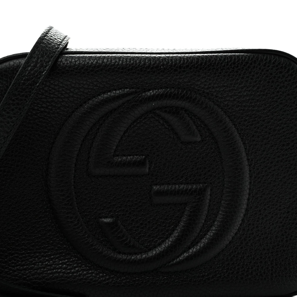 Pebbled Calfskin Small Soho Disco Bag Black