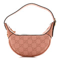 GG Supreme Monogram Textured Calfskin Web Mini Ophidia Half Moon Hobo Rose Pink