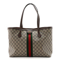 GG Supreme Monogram Medium Ophidia Shopping Tote Brown