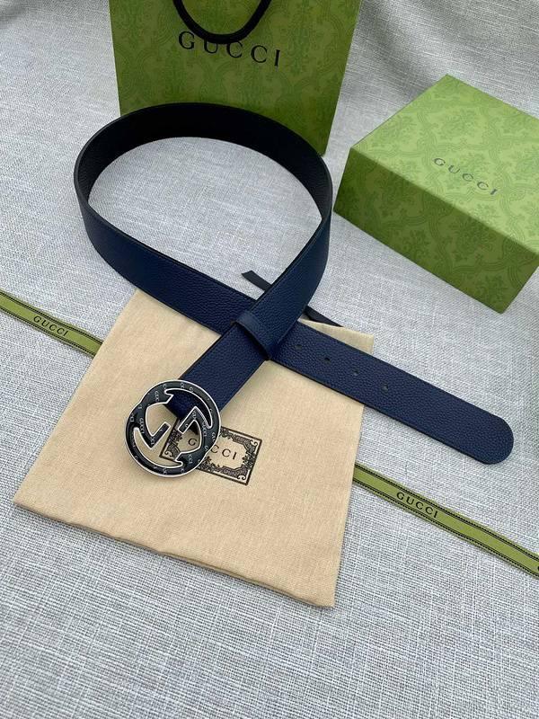 GUCCI Embellished coated-canvas and leather belt 'Blue'