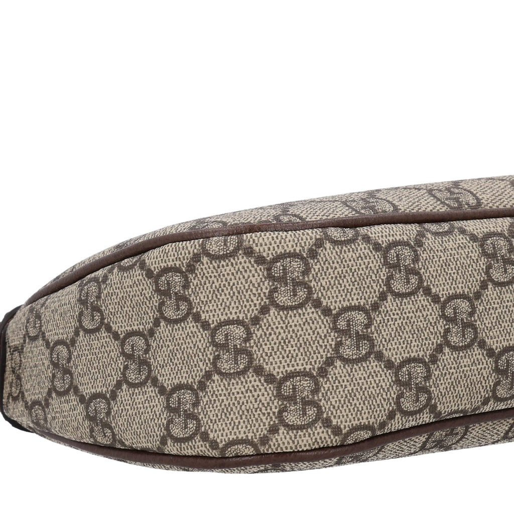 GG Supreme Monogram Textured Dollar Calfskin Small Ophidia Hobo Beige Ebony New Acero