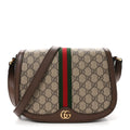 GG Supreme Monogram Web Small Ophidia Flap Messenger Bag Brown