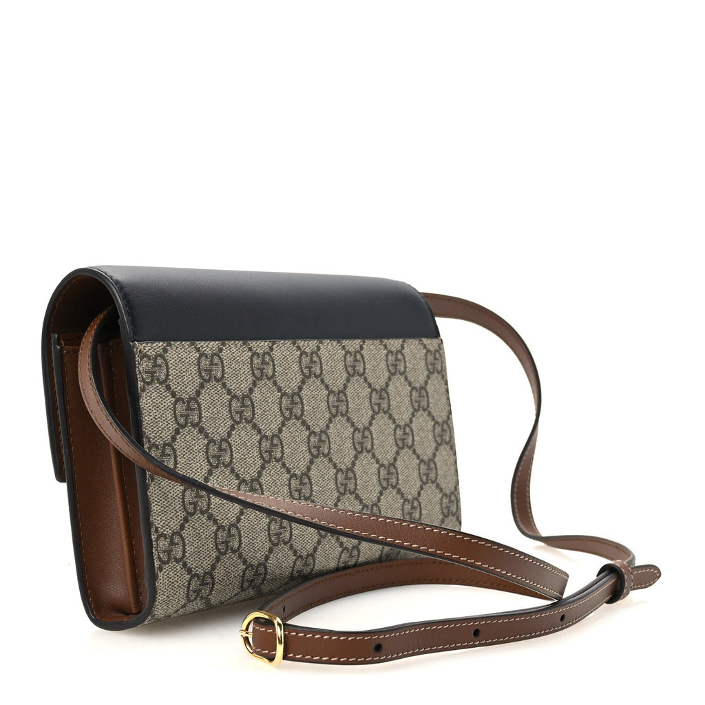 GG Supreme Monogram Calfskin Mini Padlock Shoulder Bag Beige Black Cuir