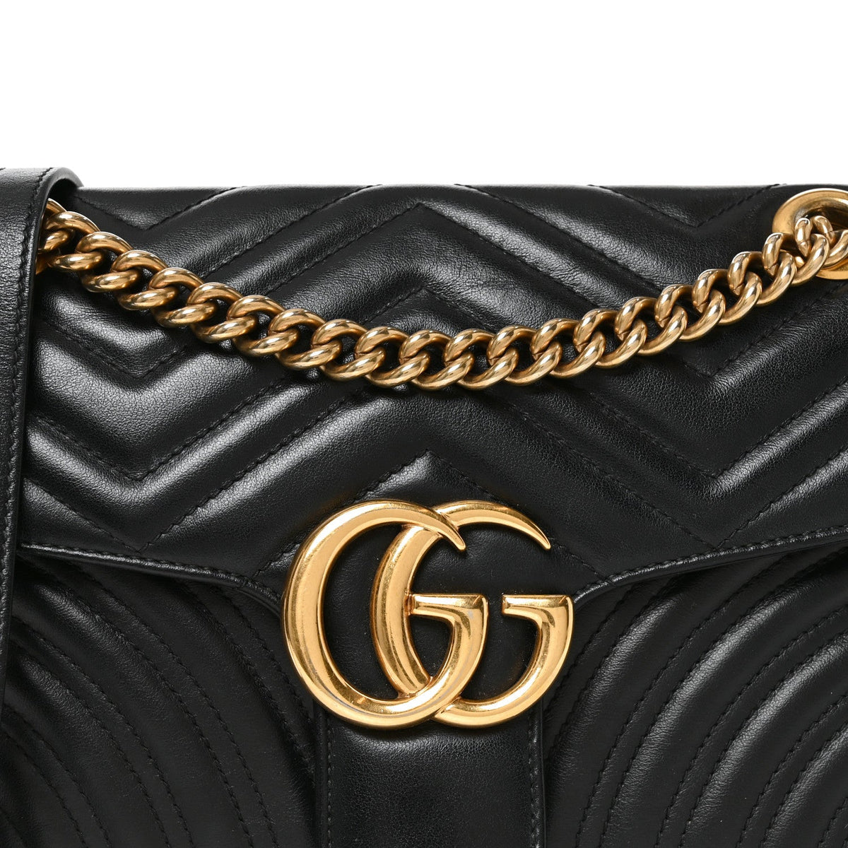 Calfskin Matelasse Small GG Marmont Shoulder Bag Black
