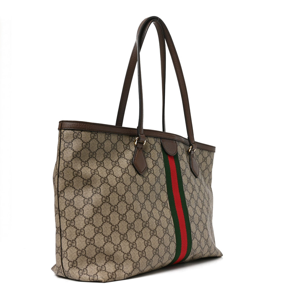 GG Supreme Monogram Medium Ophidia Shopping Tote Brown