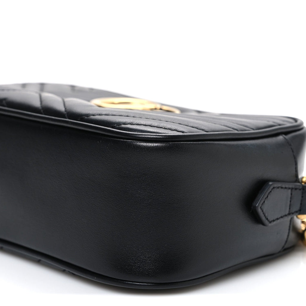 Calfskin Matelasse Small GG Marmont Chain Shoulder Bag Black