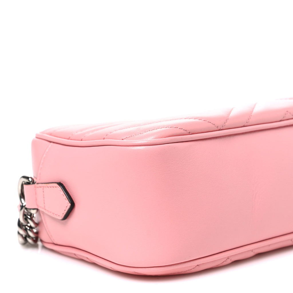 Calfskin Matelasse Small GG Marmont Chain Shoulder Bag Wild Rose