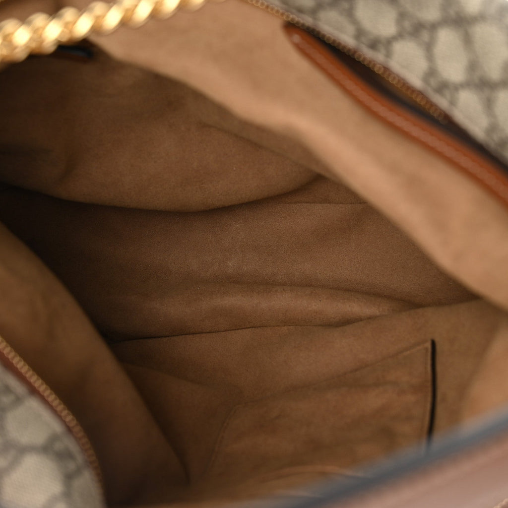 GG Supreme Monogram Large Linea A Hobo Light Brown