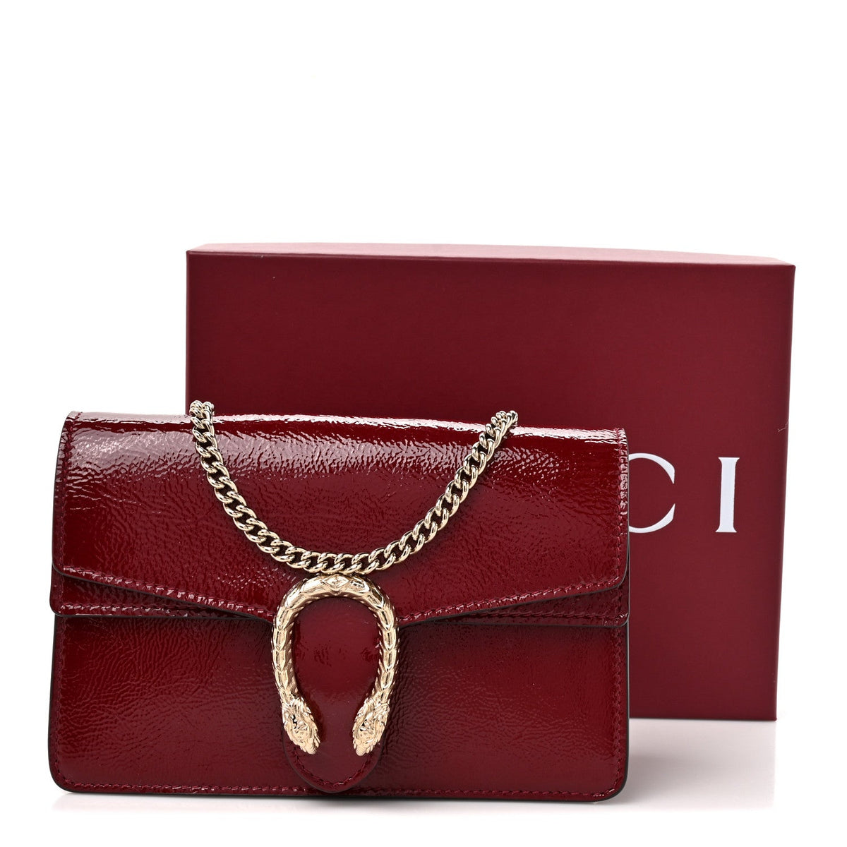 Crinkled Patent Mini Dionysus Shoulder Bag Rosso Ancora Red