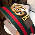 Gucci GG Marmont Web Belt Canvas and Leather 'Green/Red'