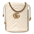 Calfskin Matelasse Mini GG Marmont 2.0 Bucket Bag White