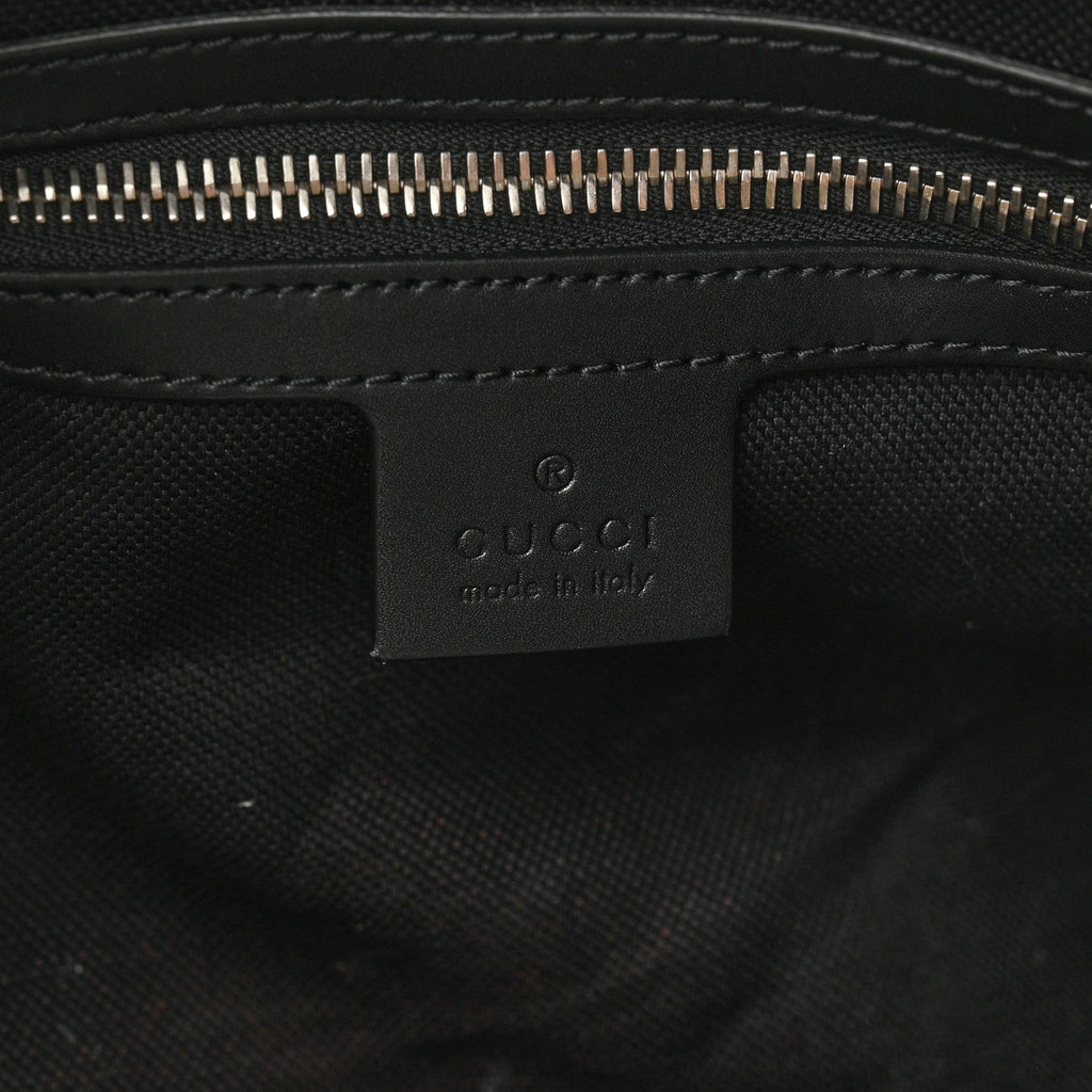 Soft GG Supreme Monogram Appia Calfskin Web Large Carry On Duffle Bag Black Grey