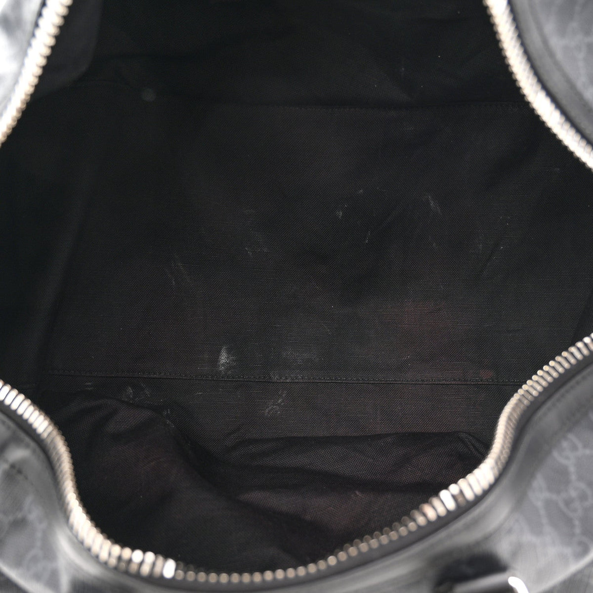 Soft GG Supreme Monogram Appia Calfskin Web Large Carry On Duffle Bag Black Grey