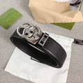 GUCCI Embellished coated-canvas and leather belt 'Black'