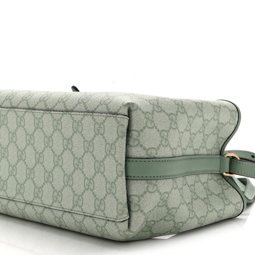 GG Supreme Monogram Emblem Medium Tote Bag Sage Green